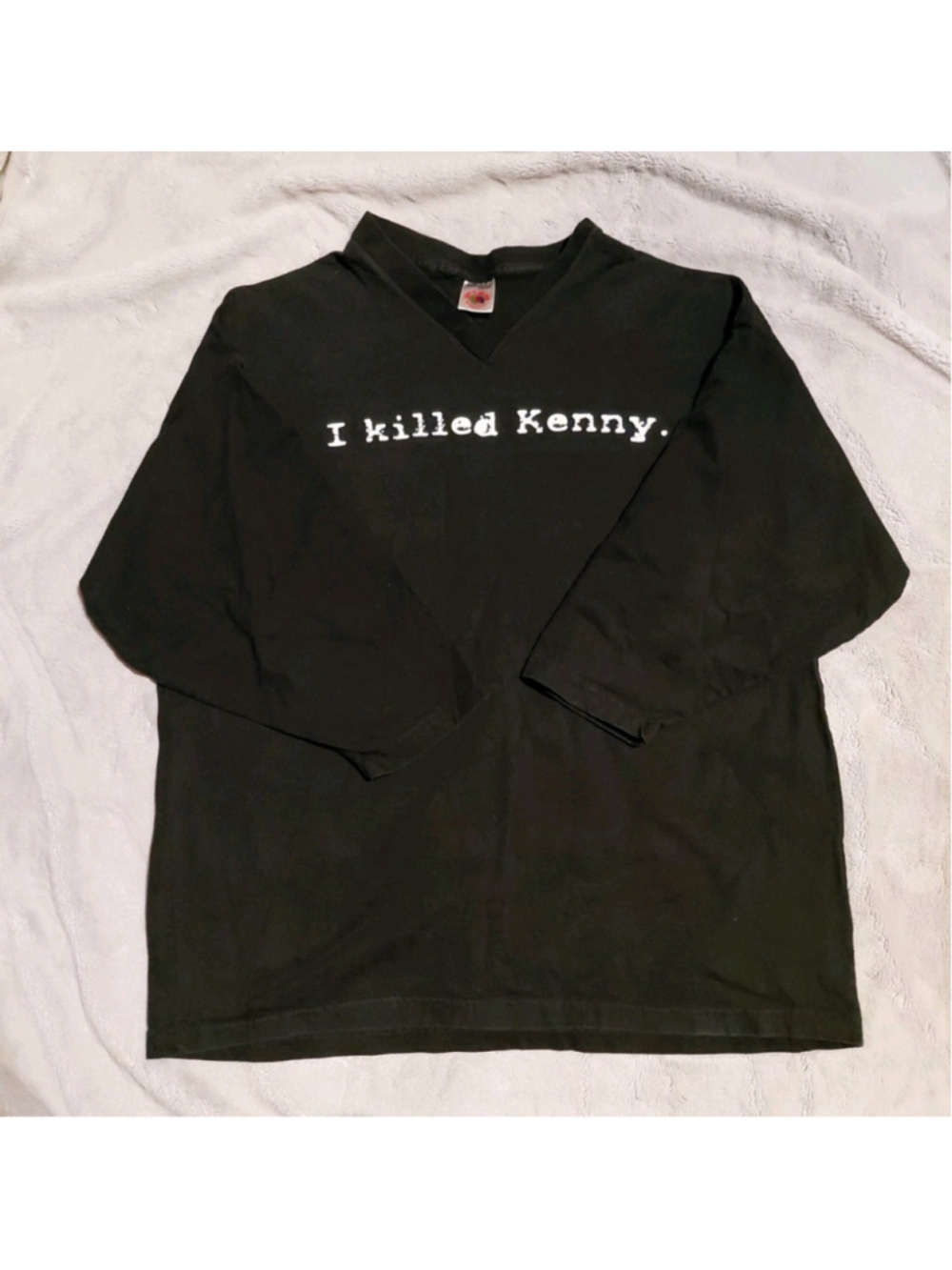 Vintage 90's Men's South Park I Killed Kenny Black Thick 3/4 Hockey Tee XL/XXL
